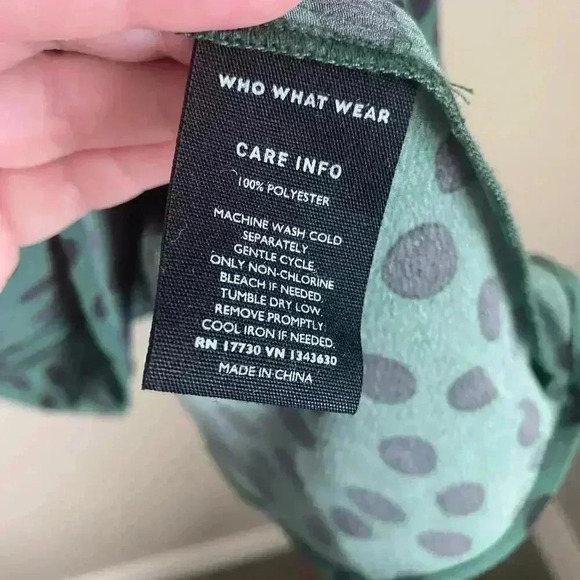 Who What Wear Green Polka Dot Dress Size Medium - Picture 6 of 13